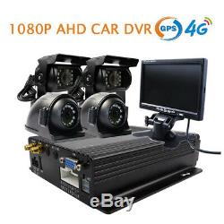 1080P AHD 4CH GPS 4G 512GB Car DVR MDVR Video Record CCTV Camera Remote Monitor