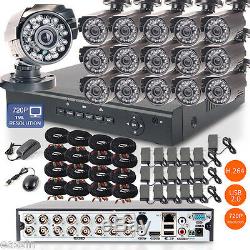 16CH H. 264 CCTV AVR DVR Video Recorder 1200TVL Home Outdoor CCTV Camera System