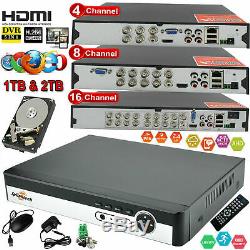 16/8/4 Channel Cctv Dvr Digital Video Recorder Security System Kit+1/2/3tb Hdd