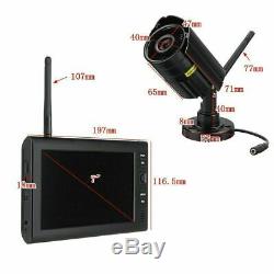2X Digital Wireless CCTV Camera with 7'' LCD Monitor DVR Record Home Security