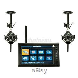 2x Digital Wireless CCTV Camera 7 LCD Monitor DVR Record Home Security System