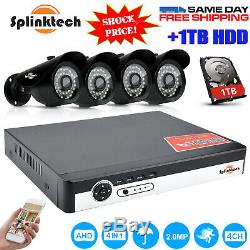 4CH CCTV 5 in 1 DVR & 4x HD 2.4MP 1080p Bullet Security Video Camera 1TB HDD Kit