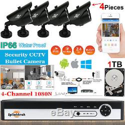 4CH CCTV 5 in 1 DVR & 4x HD 2.4MP 1080p Bullet Security Video Camera 1TB HDD Kit