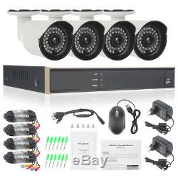 4CH Full 1080P HDMI AHD DVR Recorder CCTV Home Security System 4Outdoor Camera
