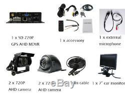 4CH GPS 720P AHD 256GB SD Car DVR Video Recorder CCTV Camera System Live Monitor
