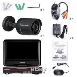 4CH Security DVR Recorder 4 Weatherproof CCTV Camera System With 10 LCD Monitor