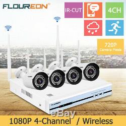 4CH Wireless CCTV 1080P DVR Video Recorder Wifi WLAN 720P IP Camera 1TB HDD UK