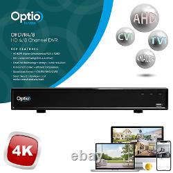 4K 8MP Optio by Visa CCTV System Digital Video Recorder 8 Channel HDMI BNC UK