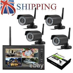 4X Digital Wireless CCTV Camera with 7'' LCD Monitor DVR Record Home Security UK