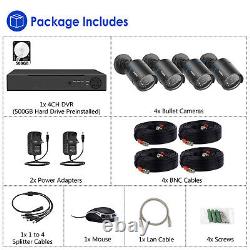 4 Camera Home Security CCTV System 2MP 1080P HD 4CH DVR Outdoor with Hard Drive