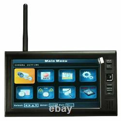 4 Digital Wireless CCTV Camera & 7''LCD Monitor DVR Record Home Security A/B/C/D