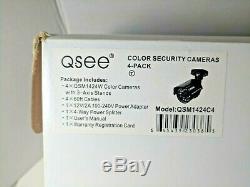 4 Q-See Qsm1424w Color Security Cameras with 500GB DVR Qs494 4-Channel Recorder