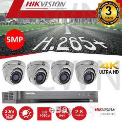 4 x 5MP TVI CCTV Camera Kit, Hikvision Brand, 4CH HDMI DVR Recorder BNC Cable
