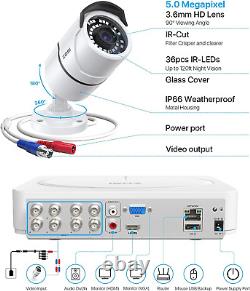 5MP 2K+ Security Cameras System, 8 Channel H. 265+ CCTV DVR Recorder with 2TB Har