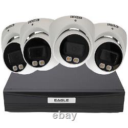 5MP 8 Channel DVR & 4 x Full-Colour View Turret Cameras with Mic CCTV Kit White