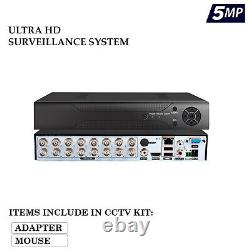 5MP CCTV Ultra HD 16 Channel Video Recorder DVR 1920P AHD TVI Motion VGA HDMI UK