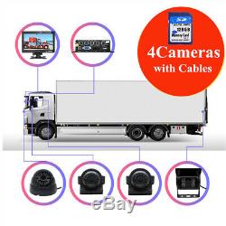 720P 4CH 1128G SD Car Vehicle DVR MDVR Video Recorder Kit CCTV Rear View Camera