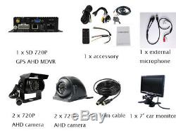 720P AHD 4CH SD 256G GPS Car MDVR DVR Record Rear View CCTV IR Camera 7 monitor
