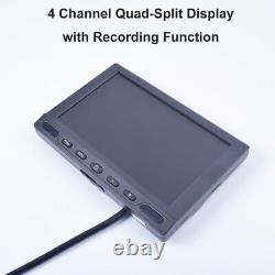 7 Car Quad Split CCTV LCD Monitor Screen 4 Display Built-in DVR Video Recording