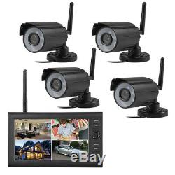 7 LCD Monitor Recorder Outdoor Wireless CCTV DVR Video 4 Camera Security System