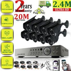 8CH Full HD CCTV 1080P DVR Record 3000TVL 2.4MP Home Outdoor Security System