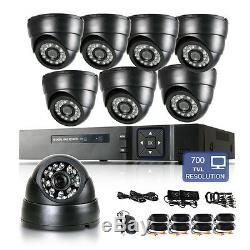 8CH HDMI 1080P Surveillance DVR Video Recorder 1/4CMOS 700TVL CCTV Camera System