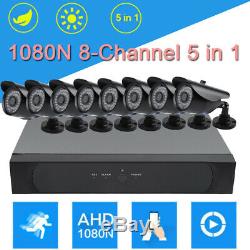 8 Channel 1080P 5 in1 CCTV DVR Video Recorder Security Camera System UK