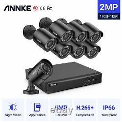 ANNKE 1080P CCTV Secuirty System 5MP Lite 8CH DVR Outdoor Camera Kit Waterproof