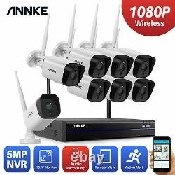 ANNKE 1080p Wifi CCTV Camera Audio 5MP H. 264+8CH NVR Security System Kit Outdoor
