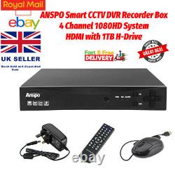 ANSPO Smart CCTV DVR Recorder Box 4 Channel 1080HD System HDMI with 1TB H-Drive