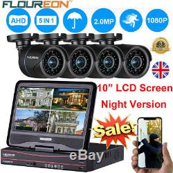 CCTV 4CH 1080N 10 Screen DVR Recorder 1080P 2MP Outdoor Security Camera System