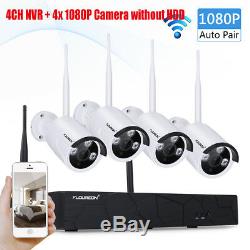CCTV 4CH Wireless Wifi 1080P NVR DVR IP Camera Security Video Recorder System UK