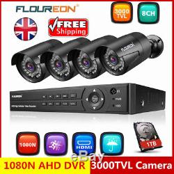 CCTV 5 IN 1 8CH 1080N AHD DVR Recorder 1080P 3000TVL Camera Security Kit+1TB HDD