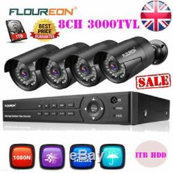 CCTV 8CH 1080N DVR Recorder 3000TVL Outdoor Security Camera System Kit with1TB HDD