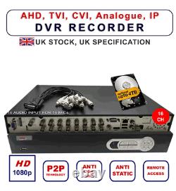 DVR 16 Channel 1080P 16 X Audio Input CCTV Video Recorder HARD DRVE VGA HDMI BNC