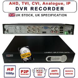 DVR Recorder HYBRID AHD IP Analogue TVI HD Cameras 1080p 4 8 16 Channel UK specs