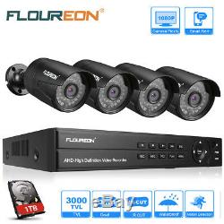 FLOUREON 8CH 1080P DVR 83000TVL CCTV Camera Home Security System Record 1TB HDD