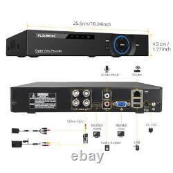 FLOUREON Home Security System 4/8CH 1080N CCTV DVR 1500TVL Outdoor IR AHD Camera