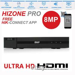 Full 8mp 5mp 4k 4ch 8ch Hizone Pro Digital Video Recorder P2p Dvr Hdmi Uk Hd-tvi