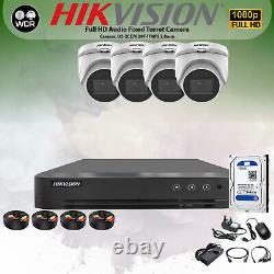 Full Hd 1080p Hikvision Cctv Smart Ir Wdr Outdoor Audio Camera System Dvr Kit Uk