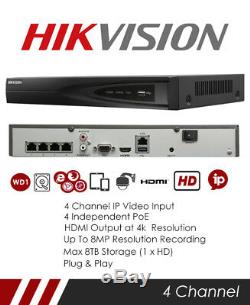 Genuine UK Hikvision DS-7604NI-K1/4P CCTV NVR recorder 4K HD 4ch POE H. 265