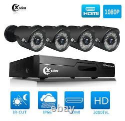 HD 1080P CCTV Security Camera System Kit 4CH CCTV DVR Recorder IR +500GB HDD