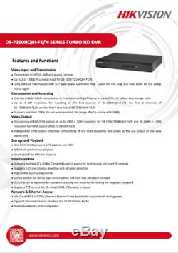 HIKVISION 4Ch Dvr Recorder 1 HD TVI 1080p Cameras HD CCTV Camera System 1TB HDD
