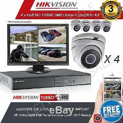 HIKVISION 4 Channel Dvr Recorder 4x HD 1080p TVI Cameras CCTV System Kit Full HD