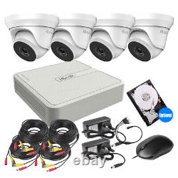HIKVISION CCTV System 4 Channel DVR 4x HD 1080P Dome Cameras Home Outdoor HDD UK