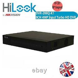 HiLook Hikvision 8CH Turbo HD DVR 4MP CCTV Digital Video Recorder DVR-208Q-K1 UK