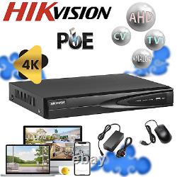 Hikvision 4/8 Channel CCTV NVR IP Recorder PoE 4K Home Security Camera System uk