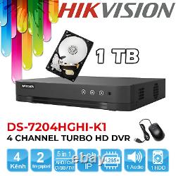 Hikvision 4 CHANNEL Turbo HD/AHD/Analog DVR 1080P Home CCTV Recorder HDMI VGA