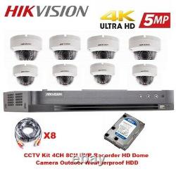 Hikvision 5MP CCTV Kit 4CH 8CH DVR Recorder HD Dome Camera Outdoor Weatherproof