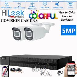Hikvision 5mp Colorvu In/outdoor Cctv Security 24/7 Colour Camera System Kit Uk